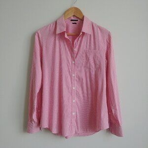Theory Womens Medium pink white striped button down shirt blouse cotton